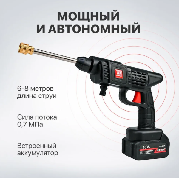 Портативная аккумуляторная (48В) мойка для автомобиля в кейсе / Мойка высокого давления беспроводная